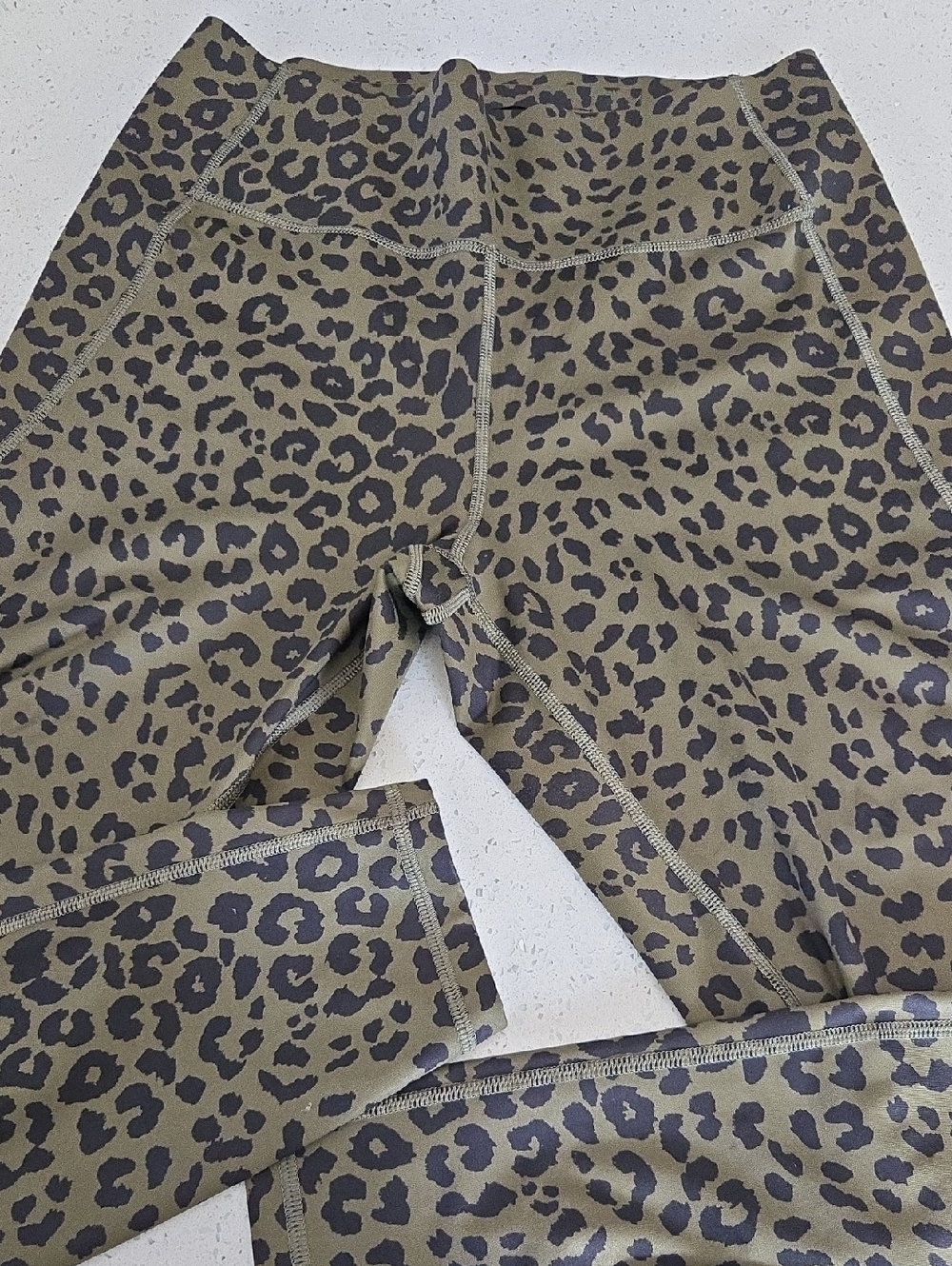 Olive Green Leopard Print Leggings